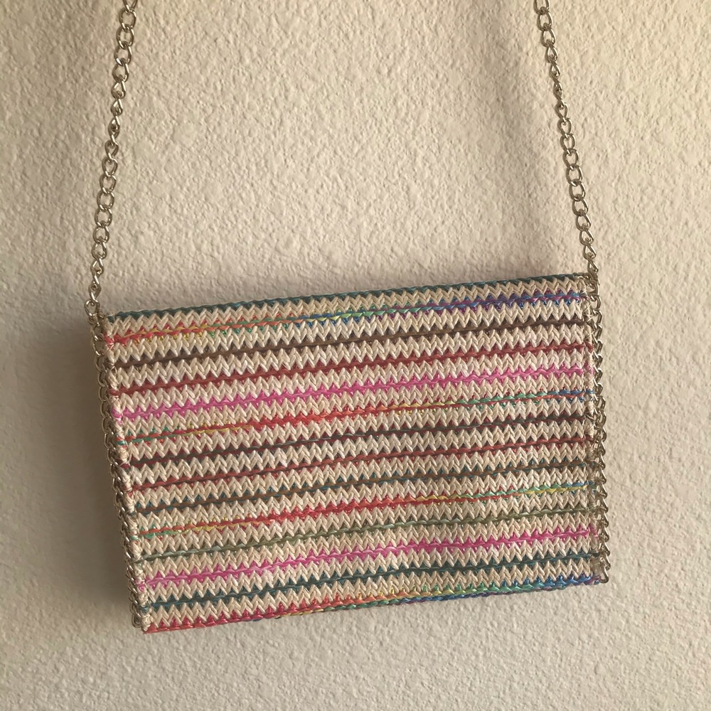CHELSEA28 Multicolor Straw Crossbody Clutch Bag